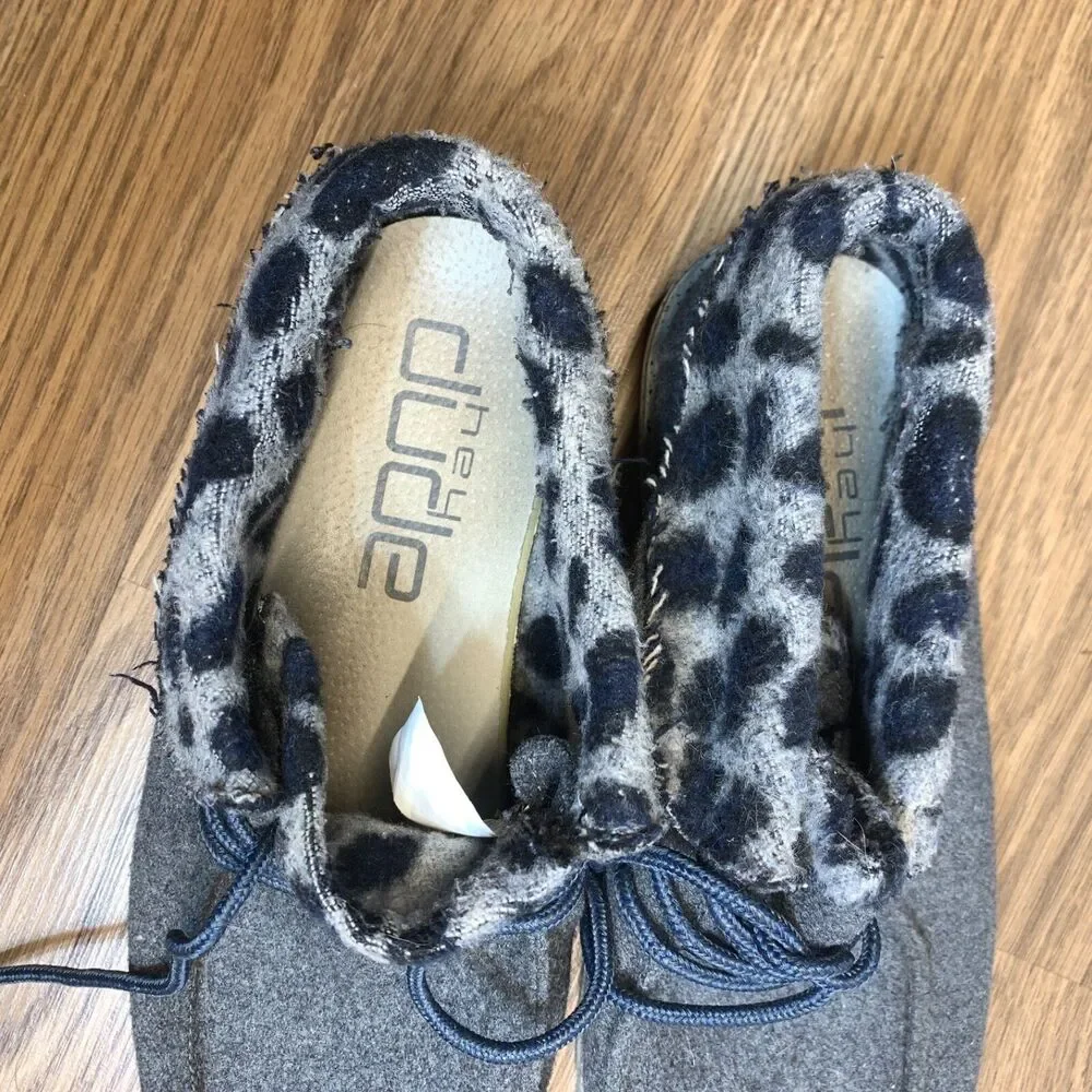Hey Dude Shoes Womens 11 Britt‎ Casual Sneakers Gray Cheetah Casual 121773139